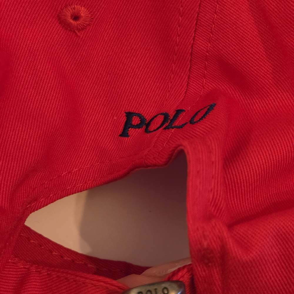 Red W/ Navy Horse Polo Hat - Picture 5 of 6